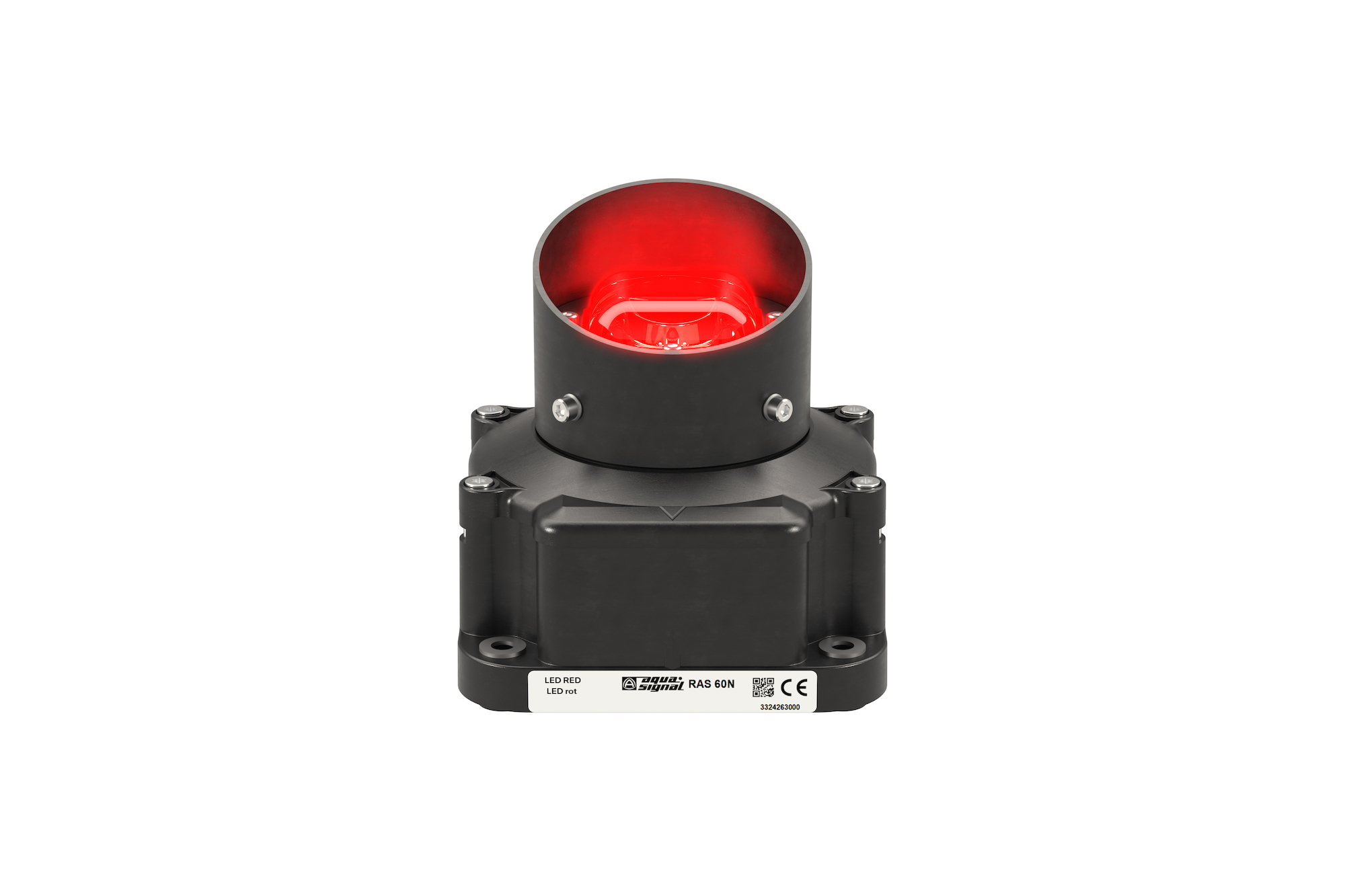 RAS 60N LED RED 24VDC BLACK 1XM25 With shading tube